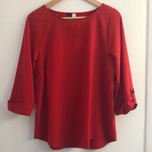 Red Quarter Sleeve Blouse